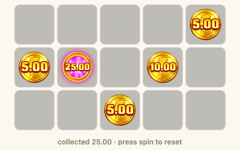 The collector orb holds 25.00 after value clones arc in from each coin